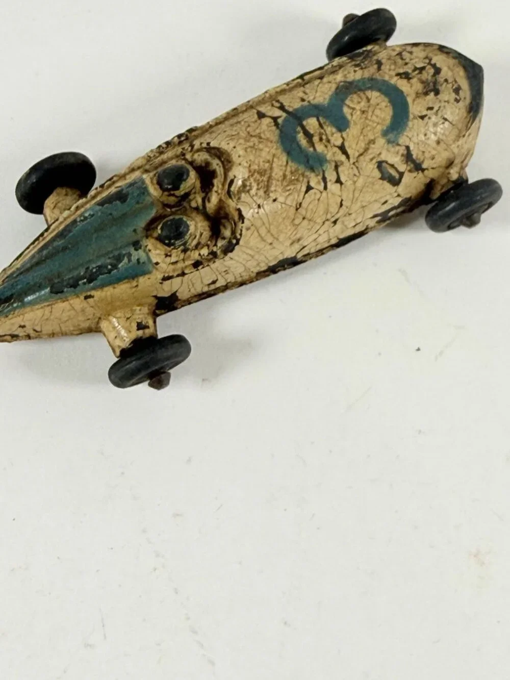 Vintage 1930s Sun Rubber Boat Tail Race Car Vintage Original Tires Display Toy C